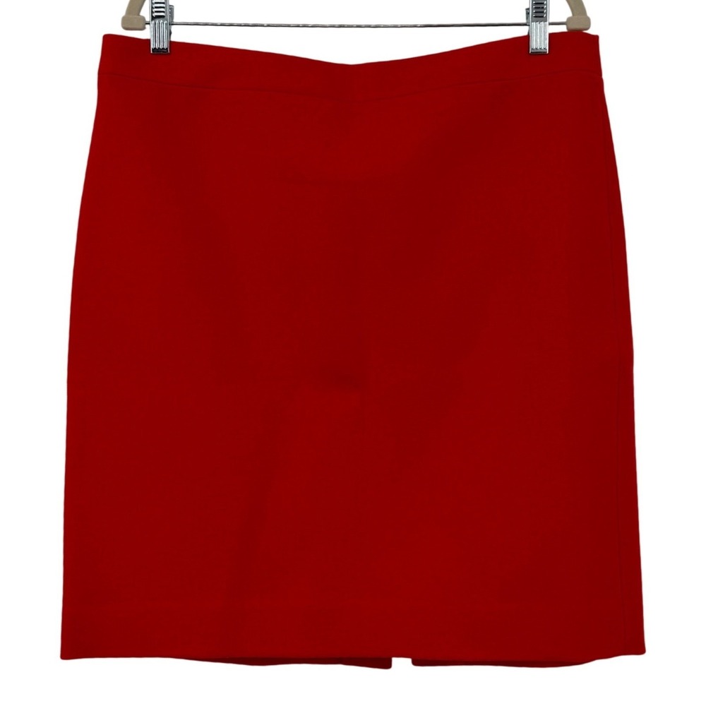 J.Crew The Pencil Skirt Women 14 Red Wool Blend Back Vent Preppy Office‎ Classic